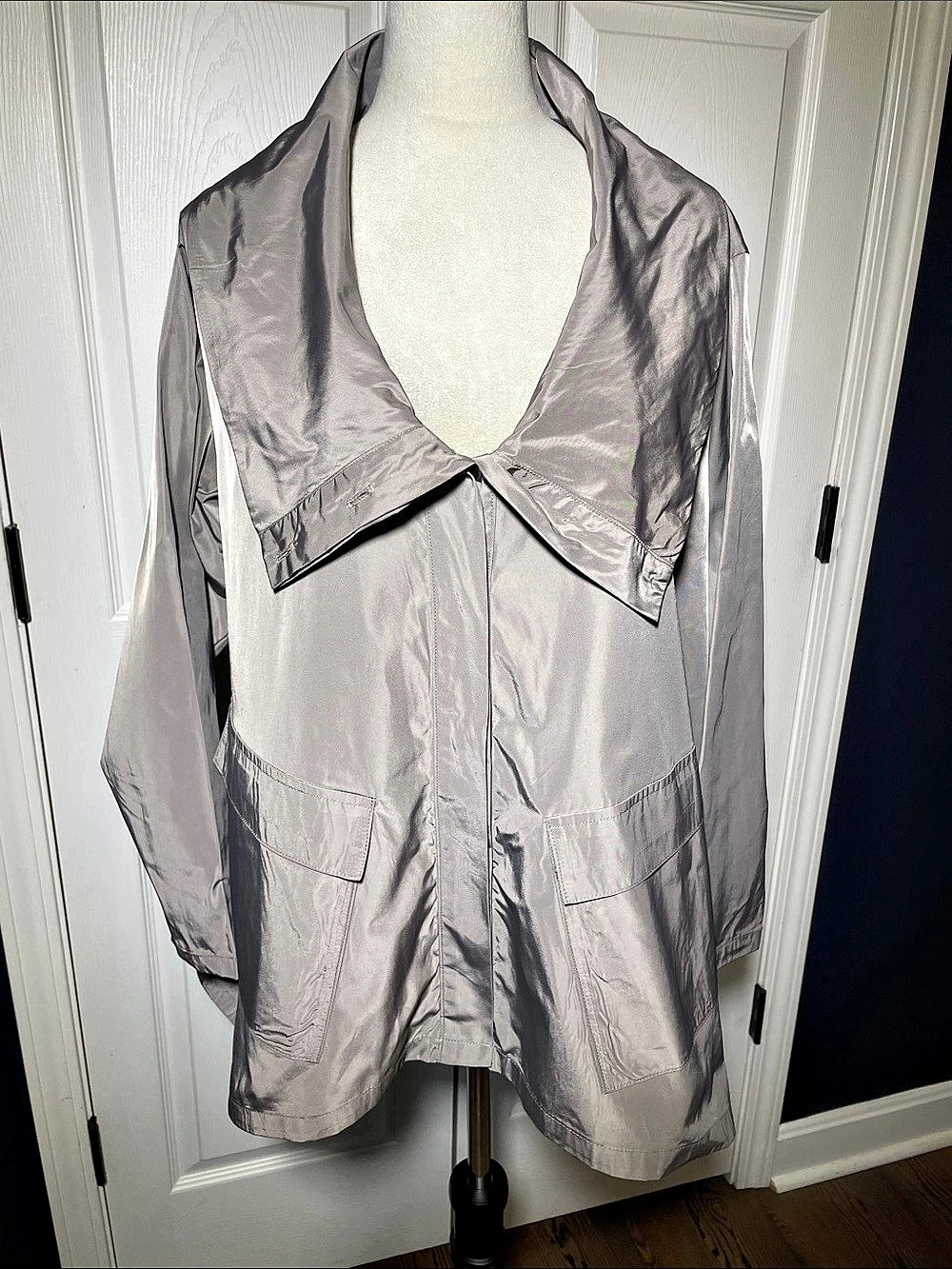 NWT PLANET Modern Trench Nylon Trench Coat in Gray One Size Lagenlook